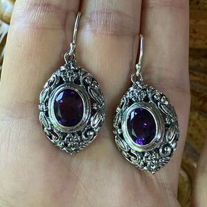 Moroccan Amethyst Sterling Silver Artistic Earrings